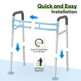 Delog Toilet Safety Rails 300 lb - Adjustable Toilet Safety Frame & Rails, Toilet Safety Rail for Elderly Adults, Toilet Handles for Seniors, Toilet Bars for Elderly & Handicap (Blue)