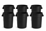 Getzi 6 Pack 20 Gallon Black Round Commercial Trash Can
