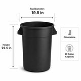 Getzi 6 Pack 20 Gallon Black Round Commercial Trash Can
