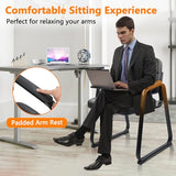 Waiting Room Guest Chair with Bonded Leather Padded Arm Rest for Office Reception