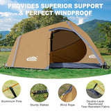 1 Person Backpacking Tent Waterproof Windproof Single Person Tent Lighweight Compact One Person Tent Easy Setup for Camping, Hiking, Mountaineering, Cycling, Biking - Khaki