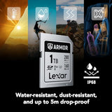 Lexar 1TB Armor Silver PRO SD Memory Card, 280MB/s Read, 6K, V60, UHS-II
