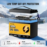 Rvpozwer 2 Pack 24V 100Ah LiFePO4 Lithium Battery, Built-in 100A BMS