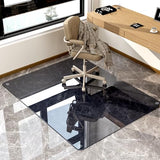 GLSLAND 46" × 55" [Tempered Glass] Chair Mat – Durable Office Chair Mat on Carpet with 0.2" Thickness, 4 Non‑Slip Pads, Blue & Grey