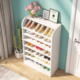Tribesigns Shoe Rack, 8-Tier Tall Shoe Shelf, Wooden Shoe Storage Cabinet, White