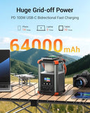 BLAVOR Portable Power Station, 236.8Wh/64,000mAh Outdoor Generator, 100W+65W USB C Two-Way Fast Charging Small Generator, 15W Wireless Power Bank with Camping Lantern for Camping, and Home Emergencies