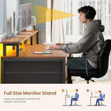 SEDETA Home Office Desk with File Drawer & Power Outlet, 66'' Computer Desk with 5 Drawer, Storage Shelves