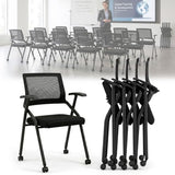 24-Pack Folding Office Chair with Wheels, 300lbs Mesh Back Nesting Chairs