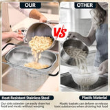 Over the Sink Colander - Strainers and Colanders - Sink Strainer Basket - Expandable Fine Mesh Strainer with Rubber Grip for Veggie, Fruits, Pasta, Home Kitchen Essentials (9.5W x 13.4-21.3L x 3.3H)
