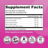 Beef Organ Supplement for Women - Beef Liver, Kidney, Heart and Uterus Tissue, Supports Women's Overall Energy and Health - Pasture Raised in New Zealand - No Fillers or Flow Agents - 120 Capsules