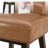CHITA 26" Counter Height Swivel Bar Stools, Saddle Brown Faux Leather, 2-Pack