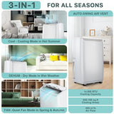 14000 BTU Portable Air Conditioners with Heater, Remote Control, Free Stand Smart Cooling AC Unit with Heating, Dehumidifier