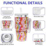 MigongBoyi 20-OZ Insulated Water Bottle,Insulated Stainless Steel Tumbler,Reusable Cold Drink Thermos,BPA-Free, Double-Wall Stainless Steel Water Bottle (Pink-Rainbow Flower, 20, Fluid Ounces)