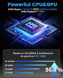 Getorli Mini PC AMD Ryzen 7 8745HS CPU Radeon 780M Graphics Compact Gaming PC 16GB DDR5 RAM 1TB NVMe SSD Small Desktop Computer Dual 2.5GLAN 4K HDMI DP Micro PCs WiFi 6 BT5.3 Prebuilt OS Office Home