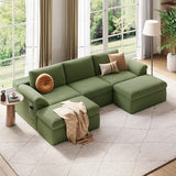 LINSY HOME 109" Modular Couch Modern Boneless Cloud Couch, U Shaped Sofa with Movable Ottomans