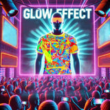 Teal Cyan Turquoise UV Glow Neon Oil Slick Mens Graphic T-Shirt Medium Reactive Blacklight Rave Festival Tee Short Sleeve Party EDM Club Streetwear Abstract Liquid Art Print Tee