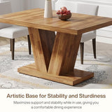 Tribesigns 47-Inch Dining Table for 4, Walnut Brown Kitchen Dinner Table with Heavy Duty Pedestal