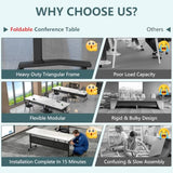 47.2in Folding Conference Table, Modular Meeting Table with Wheels 2Pack