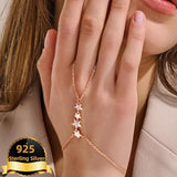 YOIHUR 925 Sterling Silver Finger Ring Bracelet Hand Chain for Women, Rose Gold Plated Adjustable Hand Chains, Stack Jewellery Star Hand Jewelry Gifts for Women, 2" to 2.4" Extend