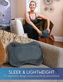 Zyllion Shiatsu Back and Neck Massager with Heat - 3D Electric Kneading Deep Tissue Massage Pillow for Muscle Pain Relief, Slate, ZMA-13