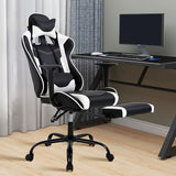 High Back PU Leather Gaming Chair with Headrest & Lumbar Support, Height Adjustable Wide Seat Gamer Chair