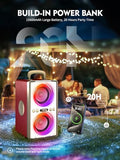 YIER Bluetooth Speaker, 240W Peak Loud Party Speaker with Big Bass, 20H Playtime, TWS, BT5.3, Large Portable Wireless Boom Box with LED Light for Outdoor Backyard Beach Home (Leather Red)
