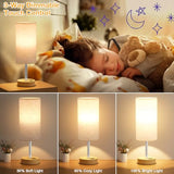 Touch Bedside Table Lamp with USB - 3 Way Dimmable Wood Lamp for Bedroom Nightstand, Desk Lampl, 14in