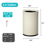 YOJIA 2.4 Gallon Bathroom Small Trash Can, Open Top Waste Basket, White Decorative Garbage Can, for Near Desk Bathroom Bedroom Hotel Office Cafe Kitchen Hallway(White 9L)