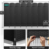 Sorbus 8-Panel Black Room Divider with Double Hinged Panels