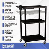 Norwood Commercial Furniture Mobile Utility AV Cart with Power Strip and Casters