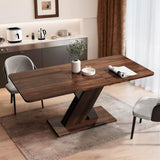 Extendable Dining Table for 4-8 People,55.12''-70.87''Modern Space-Saving Wood Kitchen Table, Rectangle Folding Conference Meeting Table, Walnut
