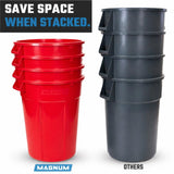 Magnum 44 Gallon Trash Can, High-Vis Red, Construction Grade, Heavy Duty Plastic
