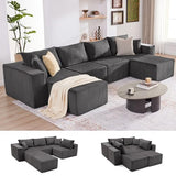 135.4" Modular Boneless Couch, Sectional Couches for Living Room, Darkgrey
