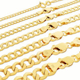 Nuragold 10K Real Yellow Gold Cuban Curb Link Chain Necklace