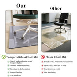 Glass Floor Mat with Round Corner and Polished Edge for Smooth Glide, Office Chair Mat for Carpet, Hardwood Floor