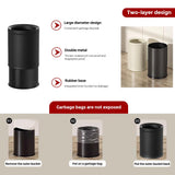 LEASYLIFE 12L/3.1GAL Black Modern Bathroom Trash Can,Small Metal Garbage Can for Bathroom, Bedroom,Children's Room, Powder Room,Hotel,Bank (12L-Black)