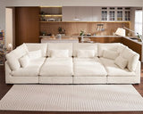 Oversized Corduroy Couch Modular Sectional Sofa, Washable Cloud Couch Sectional with 4 Ottoman, 8 Seater Sectional Couches for Living Room
