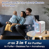 Jafanda Air Purifier for Home Bedroom 780sq ft, HEPA & Activated Carbon, Air Cleaner with Fragrance Sponge & Nightlight, Pink