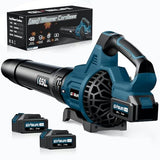GEVEELIFE Leaf Blower Cordless, 650CFM & 3 Speed Levels, Electric Cordless Leaf Blower with 2 * 5.0Ah Battery Powered, Blue Blowers