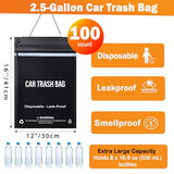 100 Count Recycled Disposable Car Trash Bags - 2.5 Gallon Heavy Duty