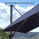 PURPLE LEAF 9' X 12' Right-left Tilt Patio Umbrella with Base Outdoor Cantilever Swivel Rectangle Umbrella, Navy