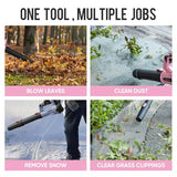 STEELITE 21V Cordless Leaf Blower, 150 MPH 600 CFM High-Performance Airflow, Lightweight Electric Blower for Lawn Care, Patio Cleaning, Leaves & Dust, Includes 2 x 2.0Ah Batteries - Pink