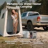 FOGATTI InstaShower GO Pro Portable Propane Hot Shower System, 22,000 BTU Instant Water Heater with 5000mAh Built-in Battery, 12V Pump, All-in-One Outdoor Shower for Camping, Pets & Off-Grid Use