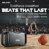 Dolphin S100 Bluetooth Speaker – EX-BASS, 20-Hour Battery, Rugged Portable Design, IPX5 Waterproof Outdoor Speaker for Job Sites, Camping, Fitness, Beach, Travel