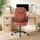 SEATZONE Brown Office Chair Ergonomic Desk Chair with Lumbar Support, Flip-Up Arms, Adjustable Swivel Computer Chair with Wheels