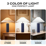 EOEYYOYB Ceramic Table Lamps for Bedroom Set of 2, Adjustable Shade Lamps for Night Stands, Modern Cylindrical Nightstand Table Lamps, Blue