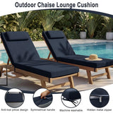 Outdoor Lounge Chair mat, 71 inches x 21 inches, Waterproof Chaise Lounge Cushion with Anti-Loss Pillow
