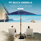 GREENVINES 9-FT-Patio-Umbrella | Outdoor-Table-Umbrellas | 8 Sturdy Fiberglass Ribs | Push Button Tilt & Crank | Waterproof | Market Umbrella | for Pool Backyard Garden Deck | Navy Blue