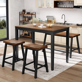 Sophia & William Solid Wood Counter Height Table and Chairs, Walnut