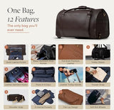 Wool & Oak NOVA Large Duffle Bag with Wheels - Leather, Chocolate | Carry on garment duffle bags for travel